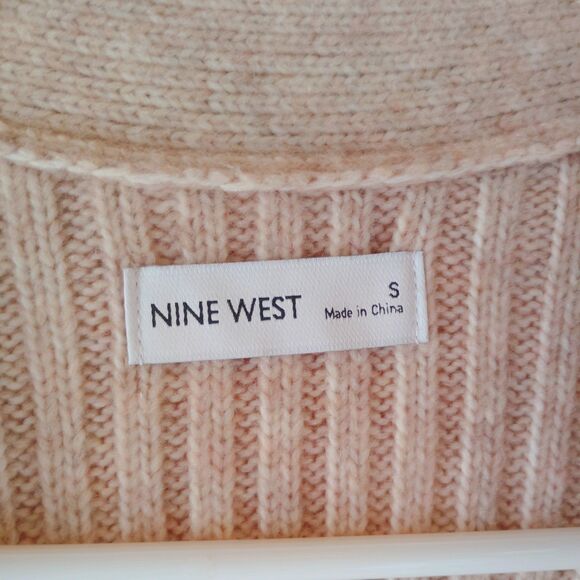 Nine West Women's Ribbed Belted Cozy Cardigan Sweater Cream Size S - Picture 4 of 8